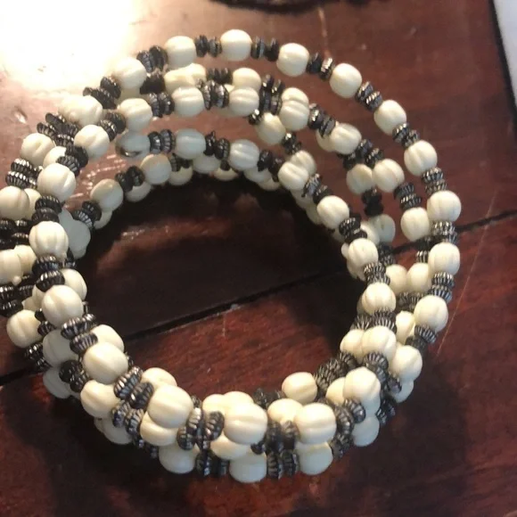 Silver stack three bracelets with white silver stack - Picture 6 of 6